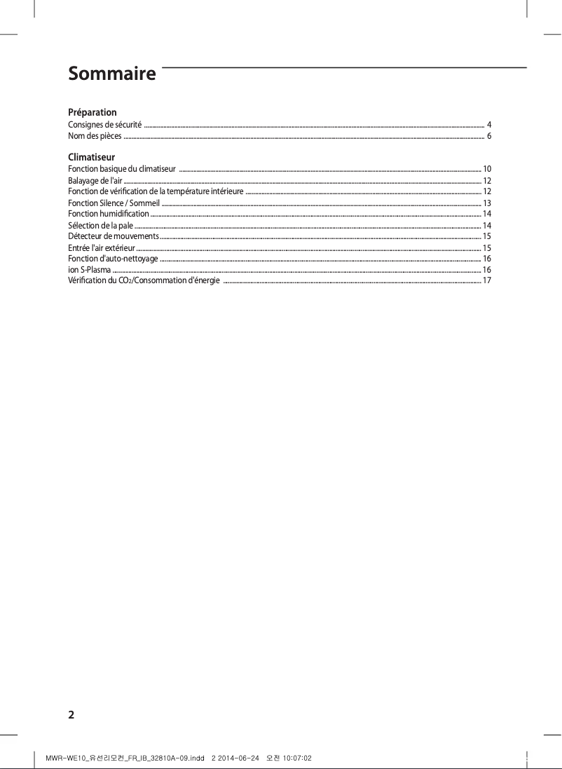 Image de la première page du manuel de l'appareil MWR-WE10DZ