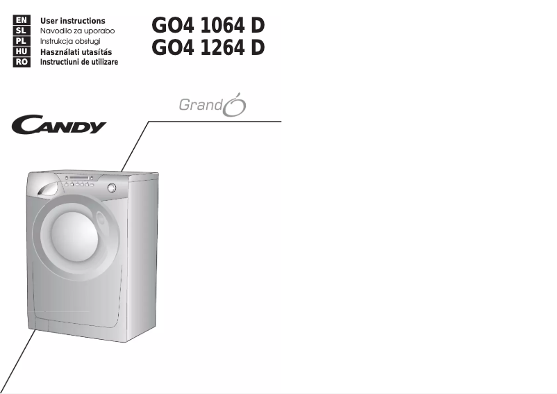 Page n°1 - Manuel utilisateur Candy GO4 1262D/L-S