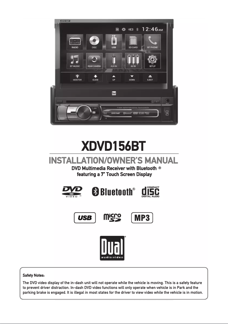 Page 1 de la notice Manuel utilisateur Dual XDVD156BT