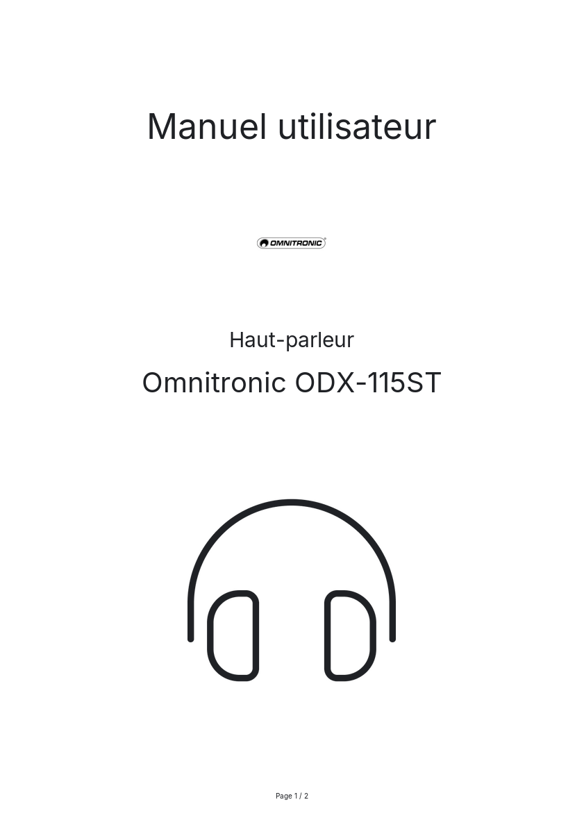 Page n°1 - Manuel utilisateur Omnitronic ODX-115ST