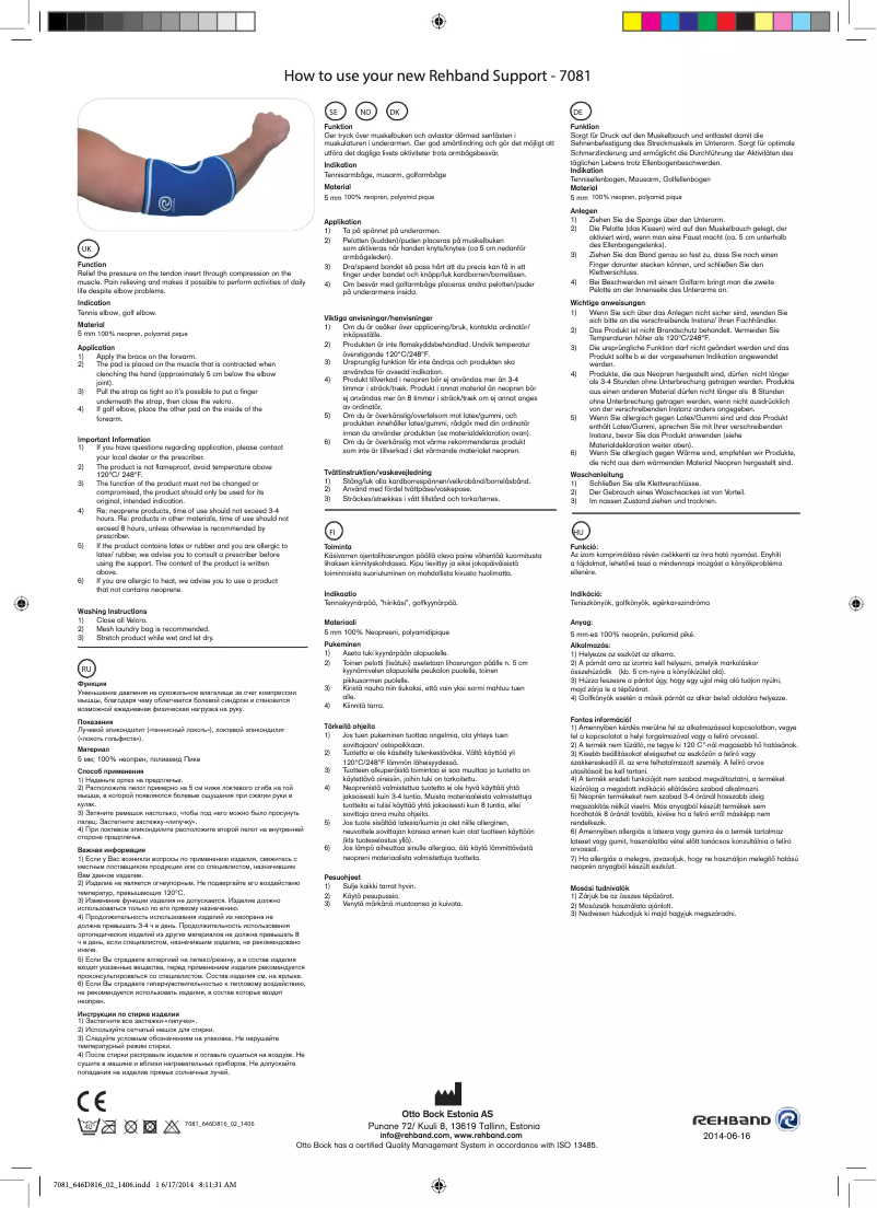 Page 1 de la notice Manuel utilisateur Rehband 7081