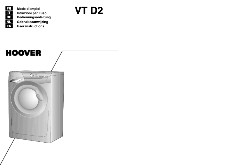 Page 1 de la notice Manuel utilisateur Hoover VT 814 D21