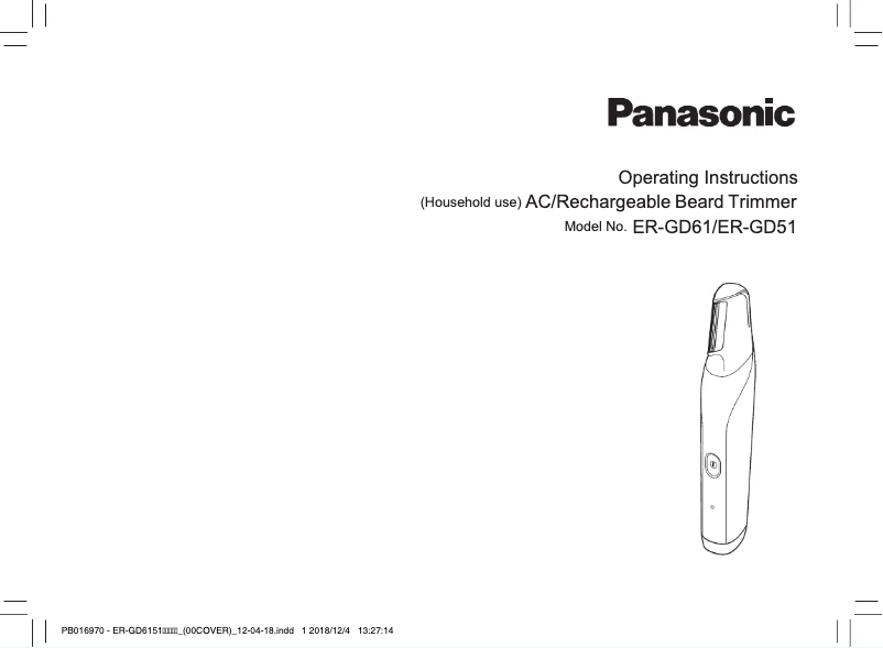 Page n°1 - Manuel utilisateur Panasonic ER-GD61