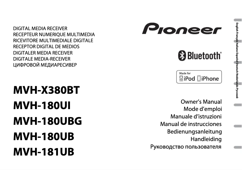 Page 1 de la notice Manuel utilisateur Pioneer MVH-X380BT