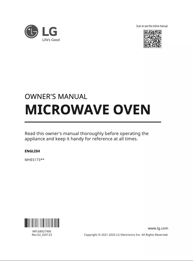 Page 1 de la notice Manuel utilisateur LG STUDIO MHES1738N