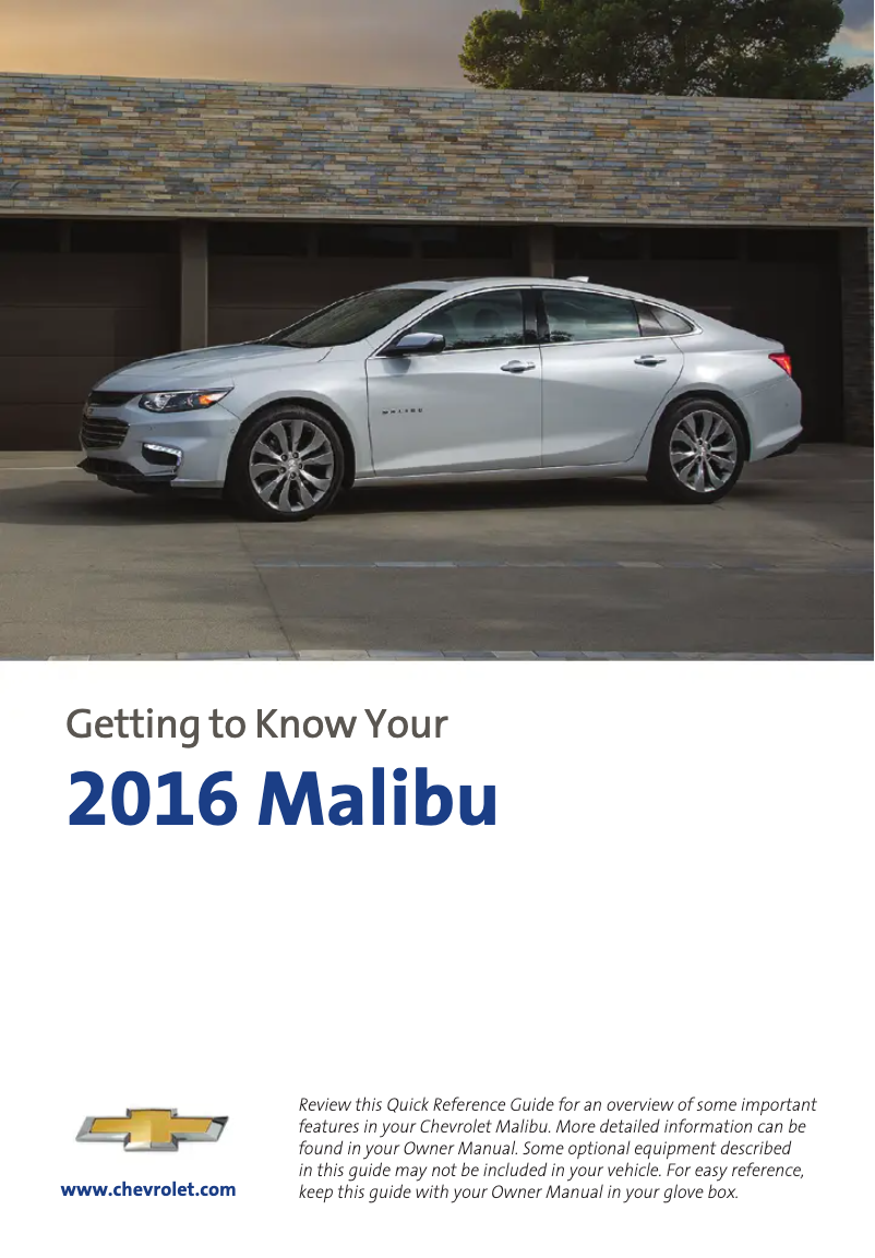 Page 1 de la notice Guide de démarrage rapide Chevrolet Malibu (2016)