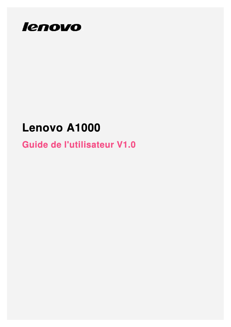 Page 1 de la notice Manuel utilisateur Lenovo A1000