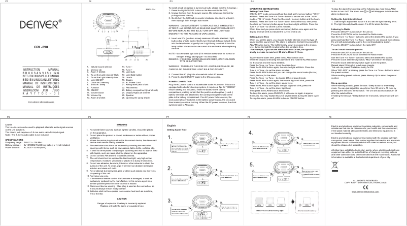 Page 1 de la notice Manuel utilisateur Denver CRL-290
