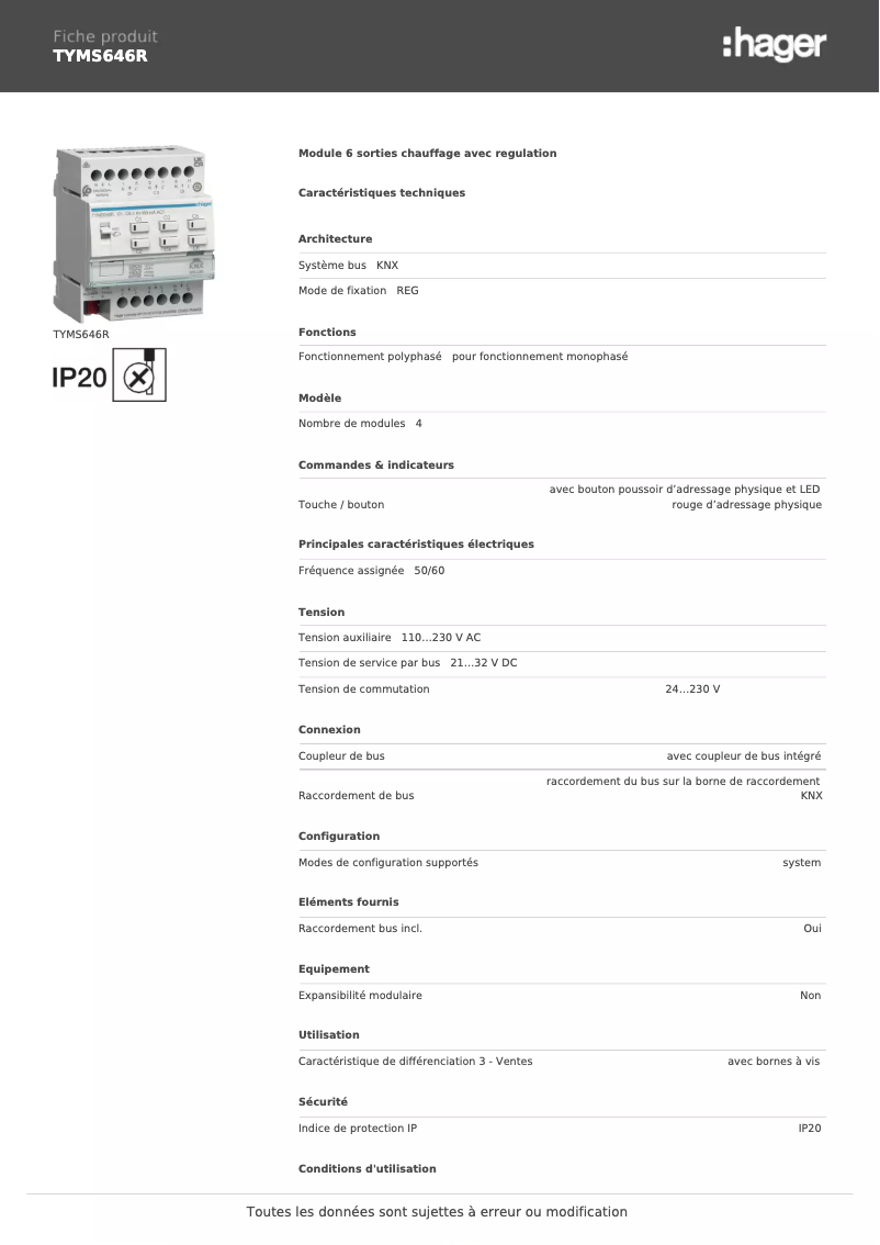 Image de la première page du manuel de l'appareil TYMS646R