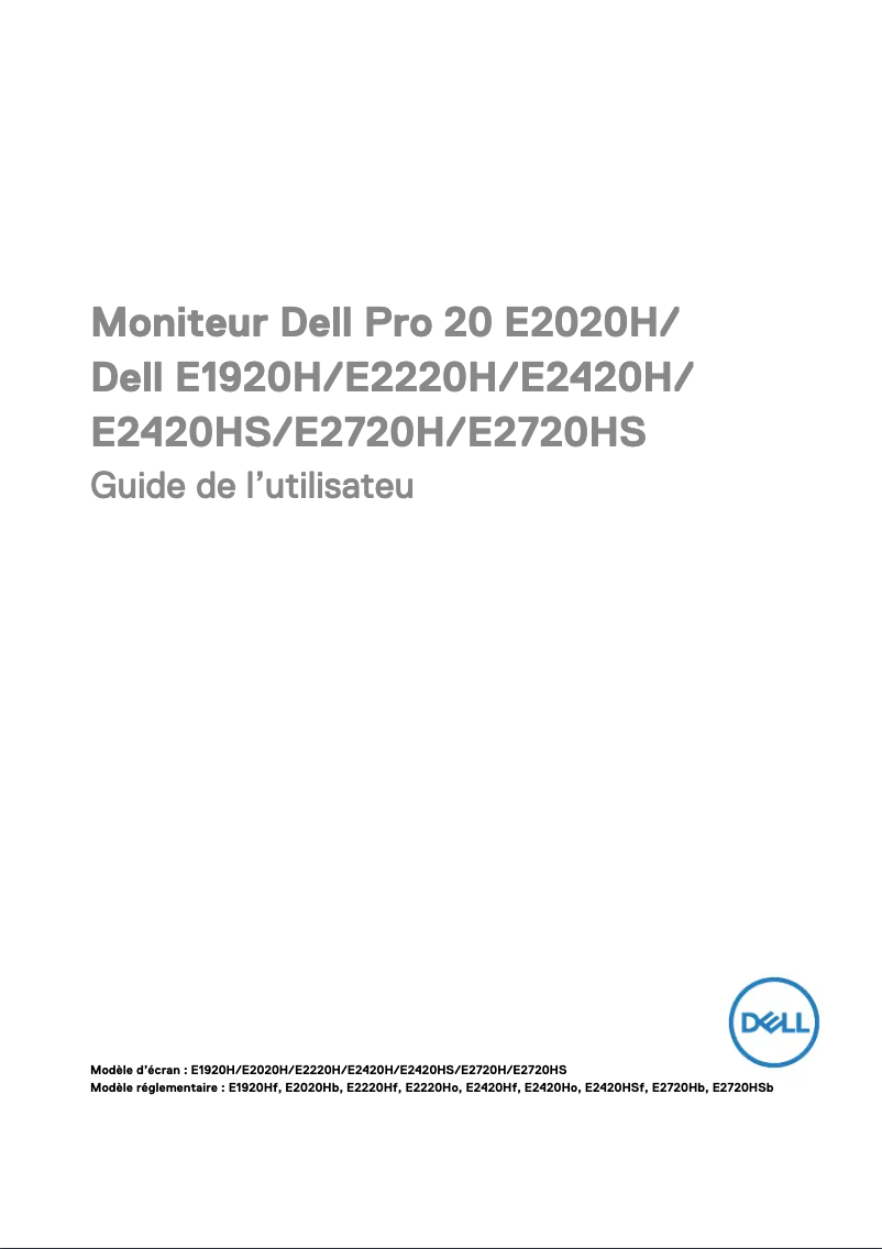 Page 1 de la notice Manuel utilisateur Dell E Series E2020H