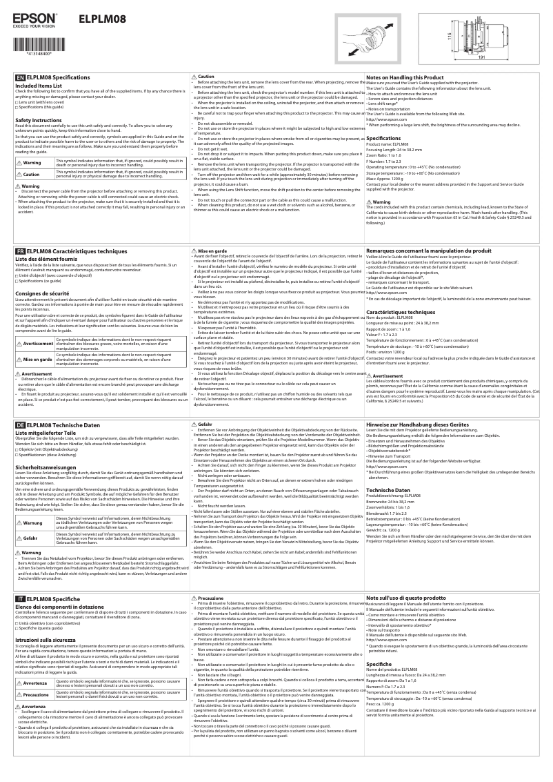 Página 1 del manual Manual de usuario Epson ELPLM08