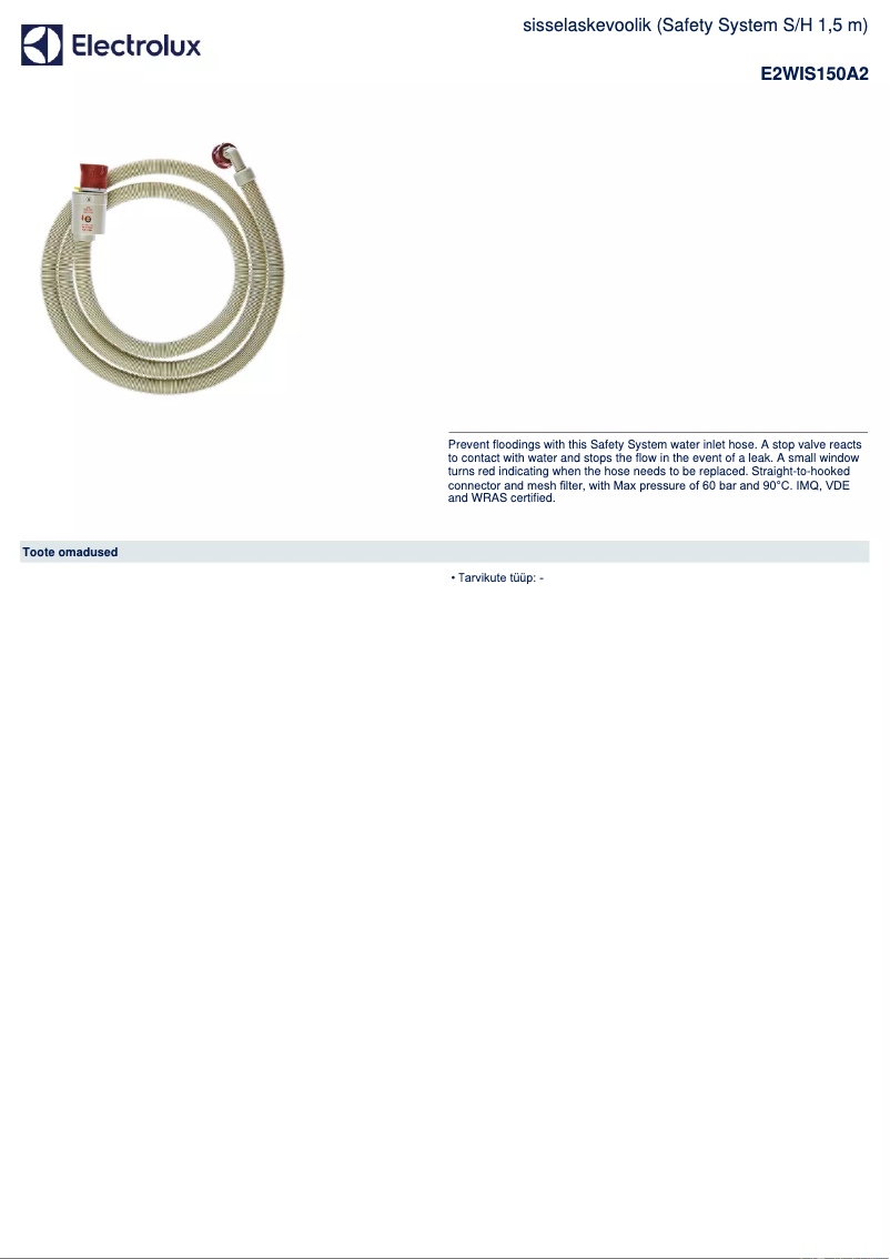 Page n°1 - Manuel utilisateur AEG E2WIS150A2