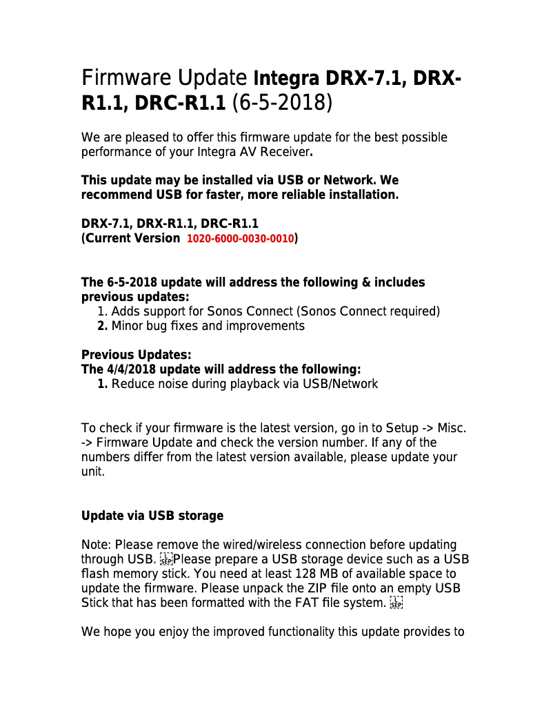 Page 1 de la notice Instructions / montage Integra DRX-7.1