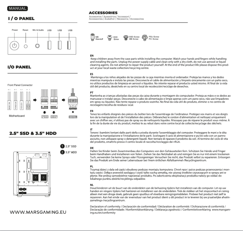 Page n°1 - Manuel utilisateur Mars Gaming MC-SET