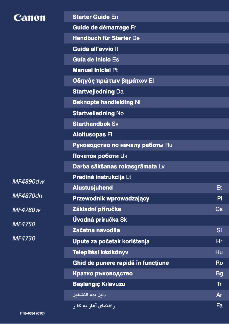 Image de la première page du manuel de l'appareil i-SENSYS MF4870dn