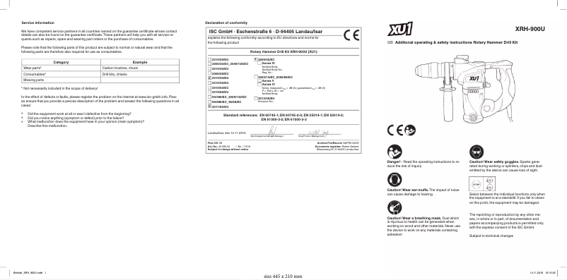 Imagen de la primera página del manual del dispositivo XRH-900U