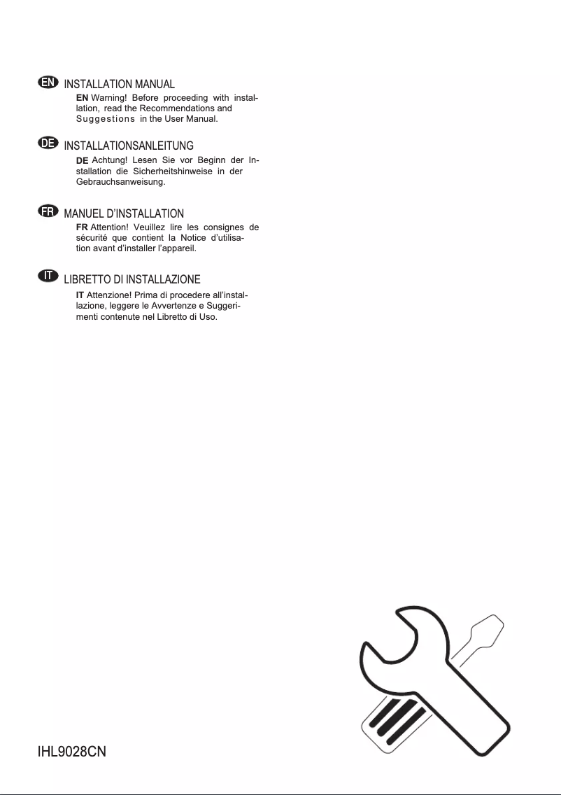 Page 1 de la notice Guide d'installation Electrolux IHL9028CN