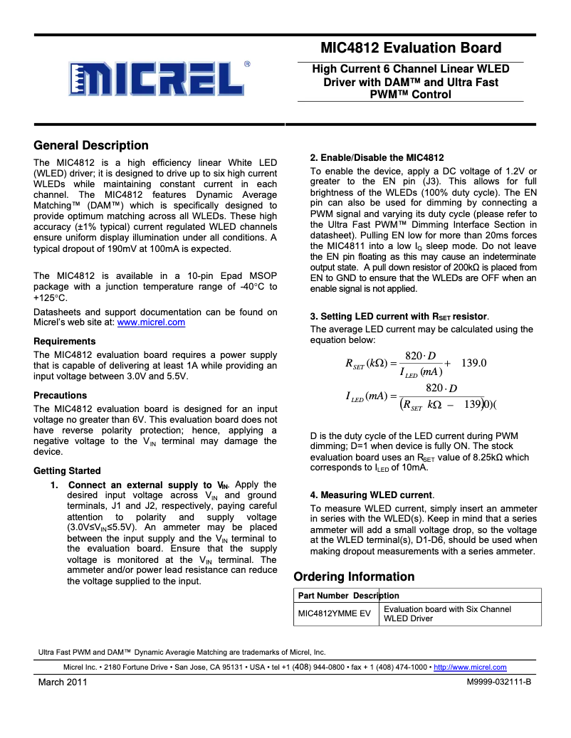 Page 1 de la notice Manuel utilisateur Microchip MIC4812YMME
