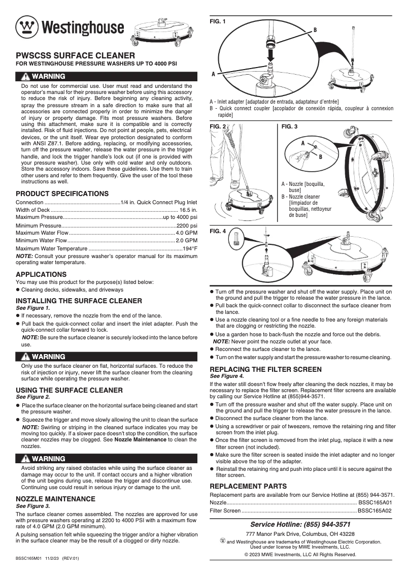 Page 1 de la notice Manuel utilisateur Westinghouse PWSCSS