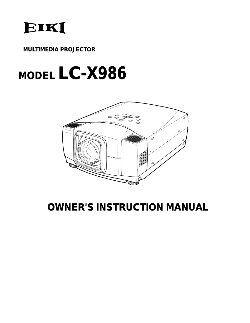 Page n°1 - Manuel utilisateur EIKI LC-X986