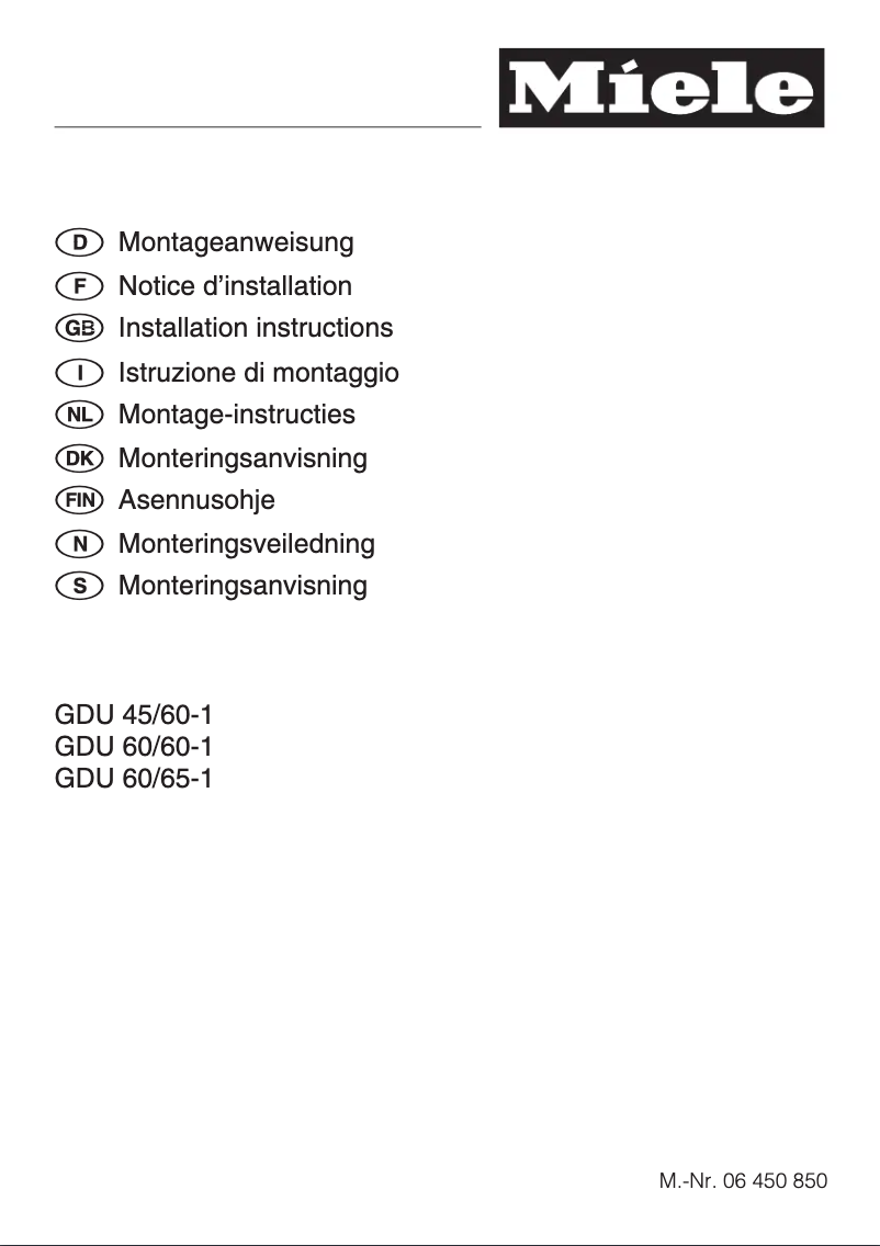 First page image of the manual for GDU 45/60-1