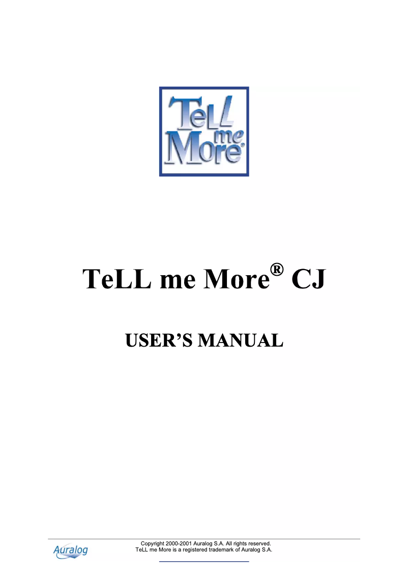 Page n°1 - Manuel utilisateur Auralog Tell me More CJ