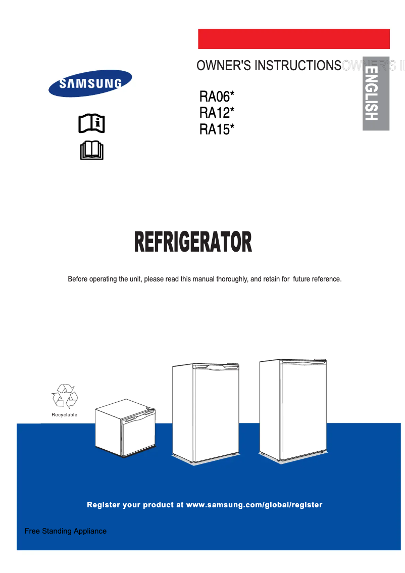 Page 1 de la notice Manuel utilisateur Samsung RA15CCSWQN