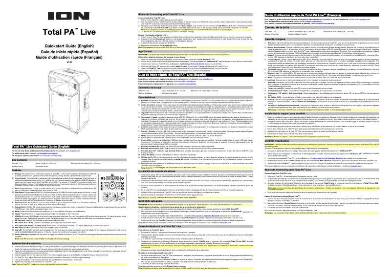 Page n°1 - Guide de démarrage rapide ION Total PA Live