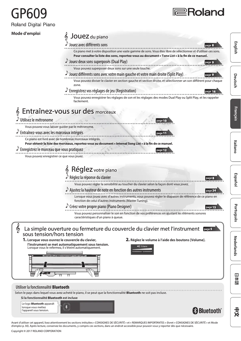 Page 1 de la notice Manuel utilisateur Roland GP609