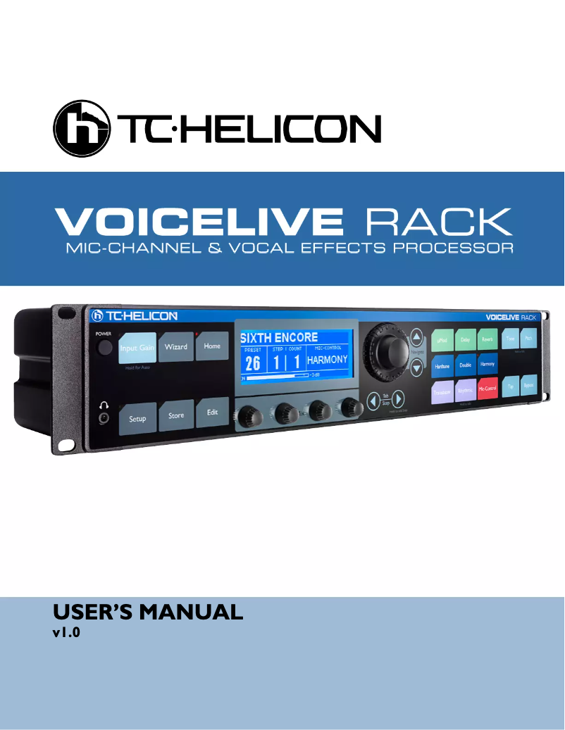 Image de la première page du manuel de l'appareil VoiceLive Rack