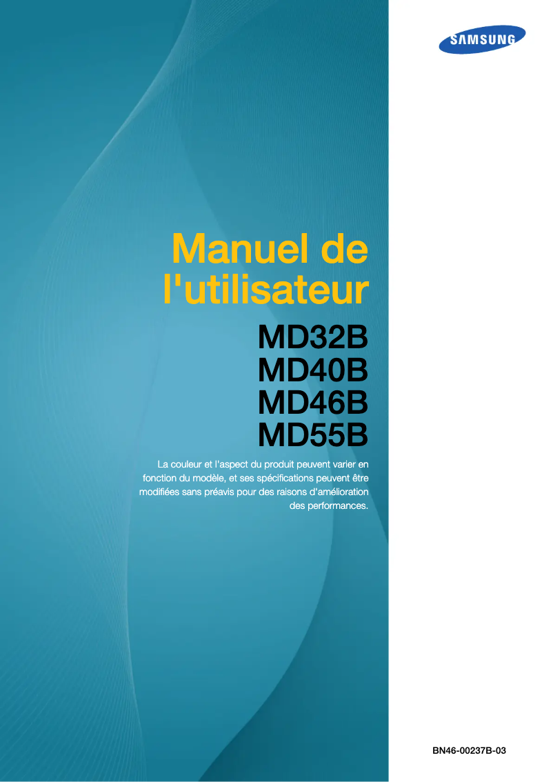 Page 1 de la notice Manuel utilisateur Samsung SyncMaster MD55B