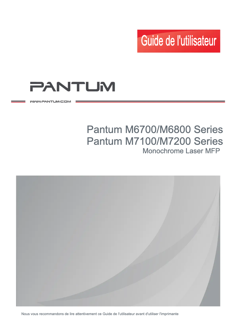Page n°1 - Manuel utilisateur Pantum M6702DW