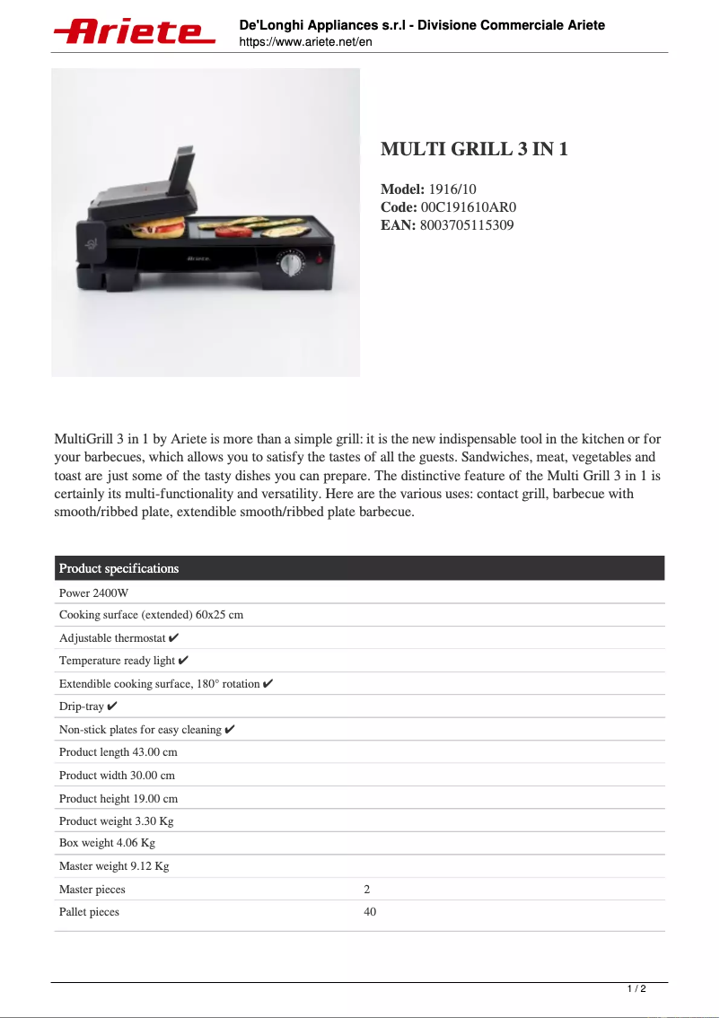 Image de la première page du manuel de l'appareil 1916