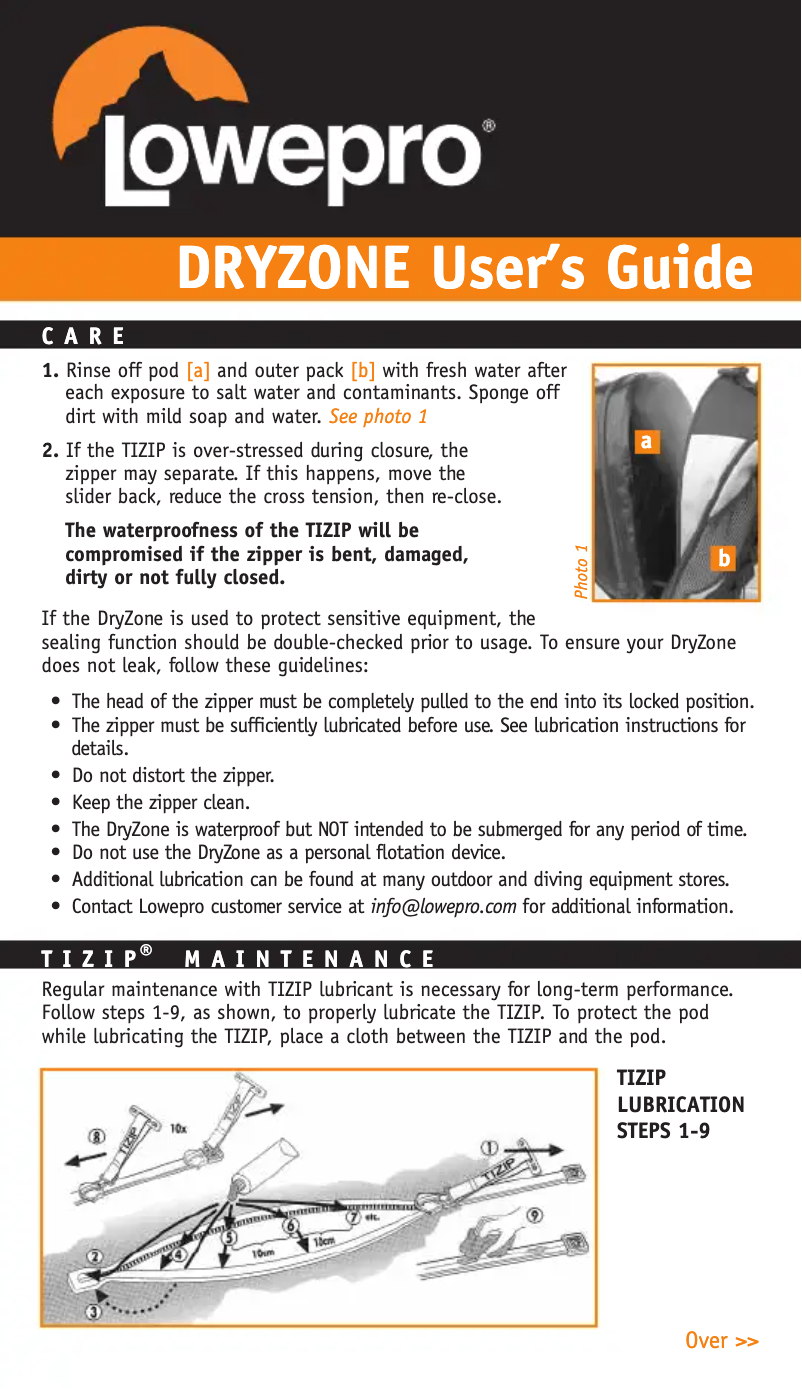 Image de la première page du manuel de l'appareil DryZone