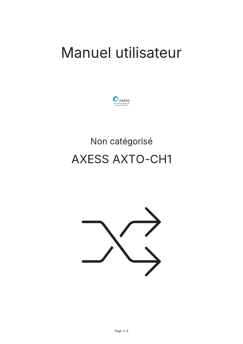 Page n°1 - Manuel utilisateur AXESS AXTO-CH1