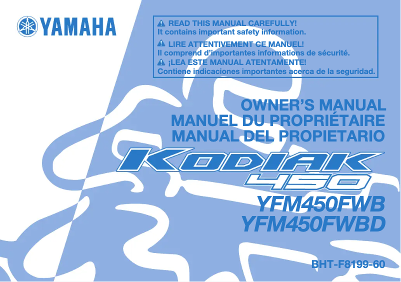 Page 1 de la notice Manuel utilisateur Yamaha KODIAK 450 (2022)