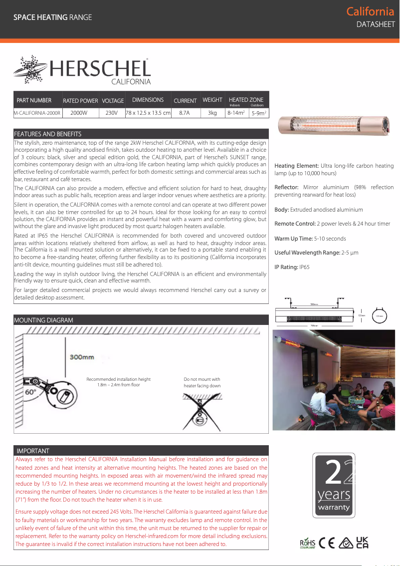 Página 1 del manual Ficha técnica Herschel California