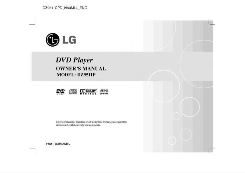 Page 1 de la notice Manuel utilisateur LG DZ9511P