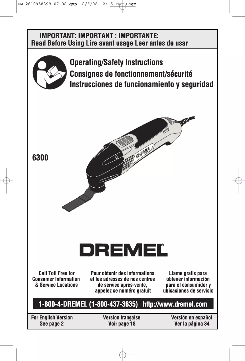 Page n°1 - Manuel utilisateur Dremel Multi-Max 6300