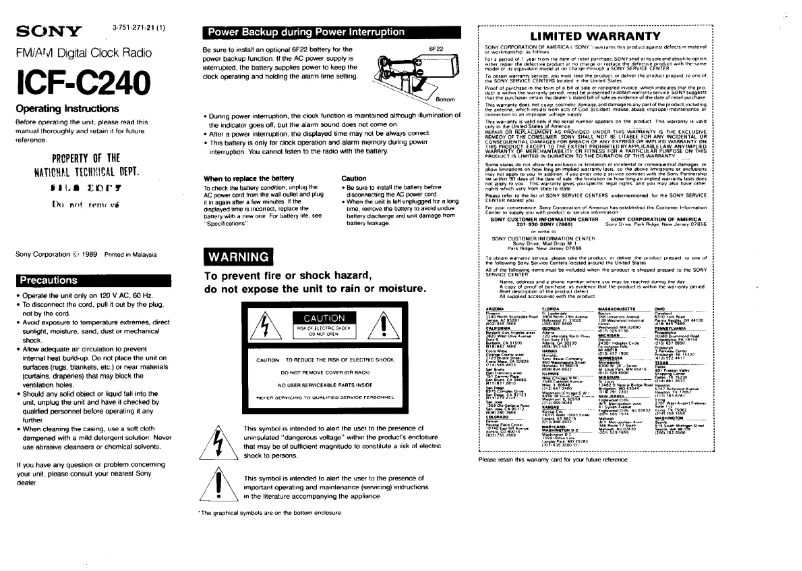 Image de la première page du manuel de l'appareil ICF-C240