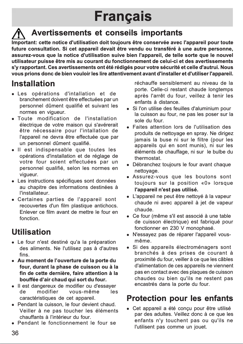 Page 1 de la notice Manuel utilisateur Zanker ZKB7524X