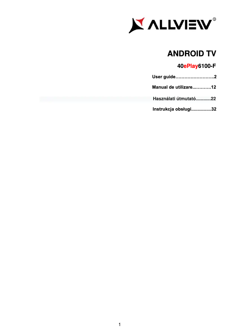 Page n°1 - Manuel utilisateur Allview 40ePlay6100-F