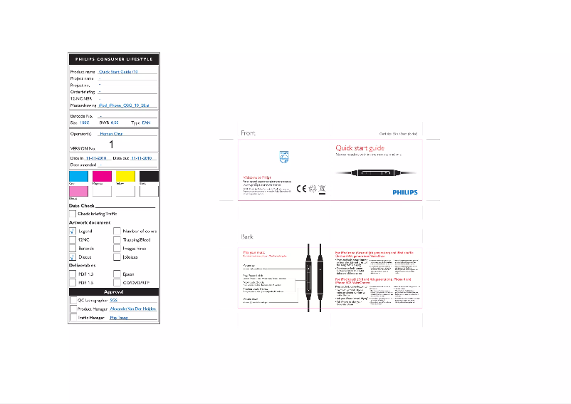 Page 1 of the manual Quick Start Guide Philips SHQ3007