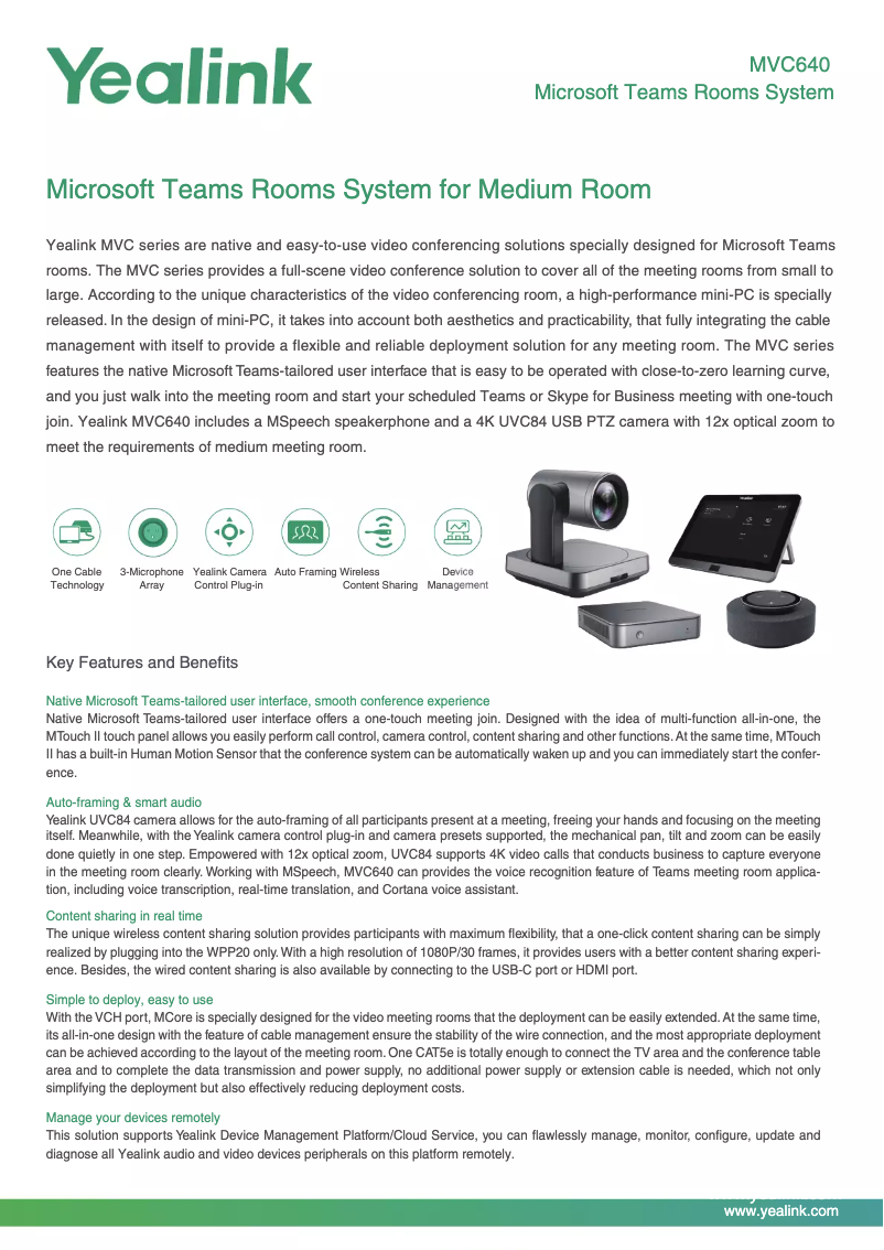 Page n°1 - Fiche technique Yealink MVC640