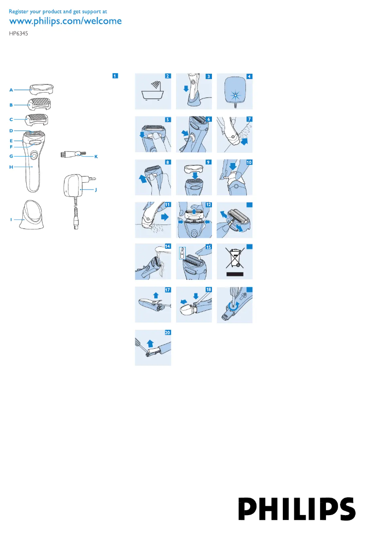 Page 1 de la notice Manuel utilisateur Philips Ladyshave Double Contour HP6345