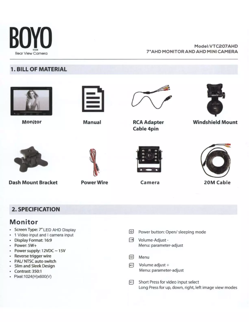 Página 1 del manual Manual de usuario Boyo VTC207AHD