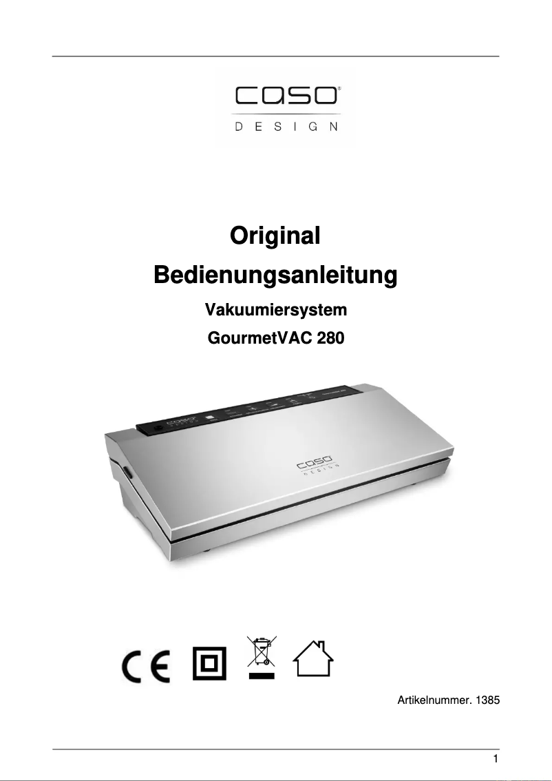 Image de la première page du manuel de l'appareil GourmetVAC 280
