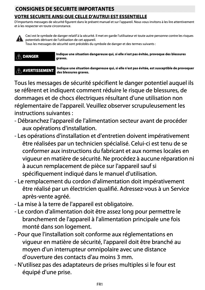 Page 1 de la notice Manuel utilisateur Whirlpool AKZM 6670/IX