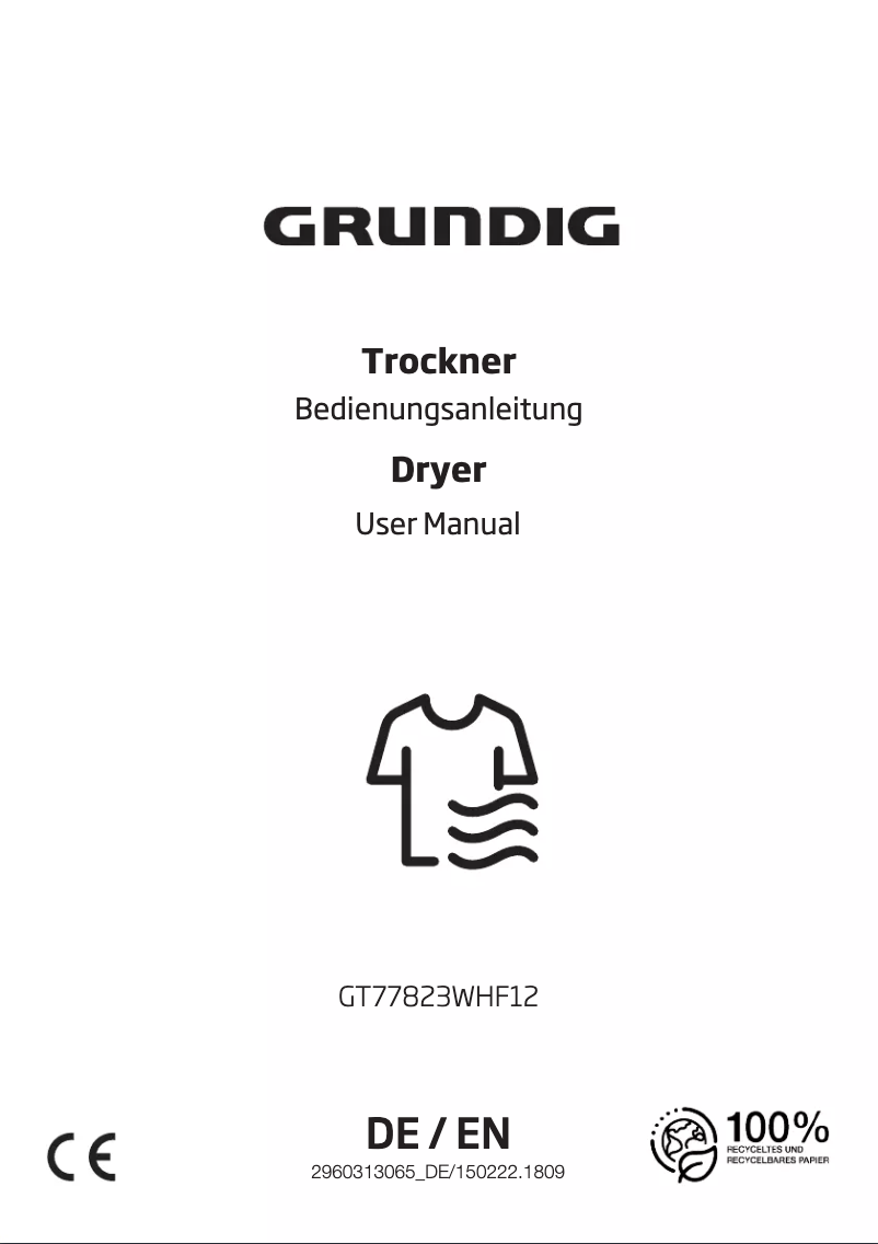 Page 1 de la notice Manuel utilisateur Grundig GT77823WHF12