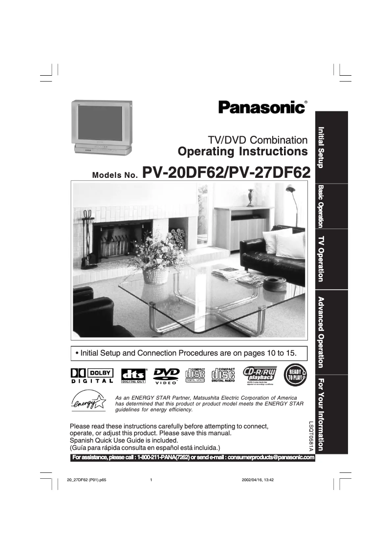 Página 1 del manual Manual de usuario Panasonic PV-20DF62